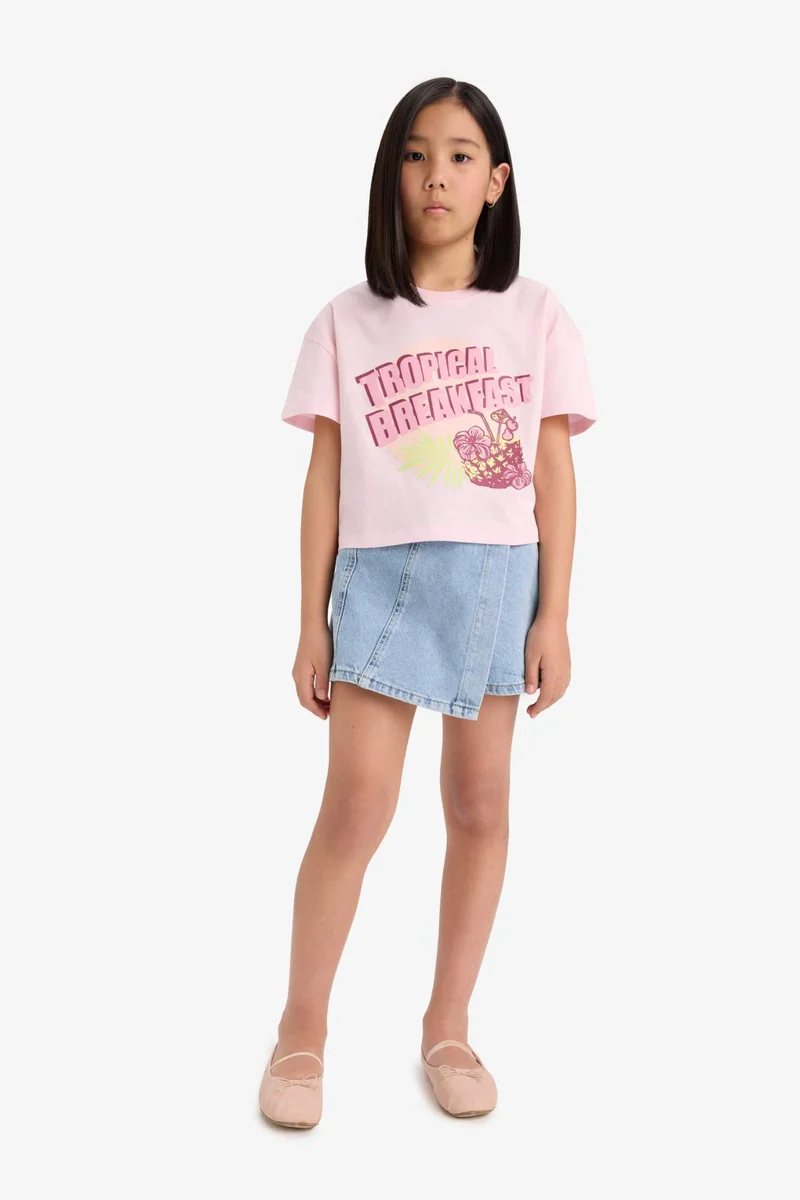 Defacto Girl Boxy Fit Crew Neck Short Sleeve T-Shirt