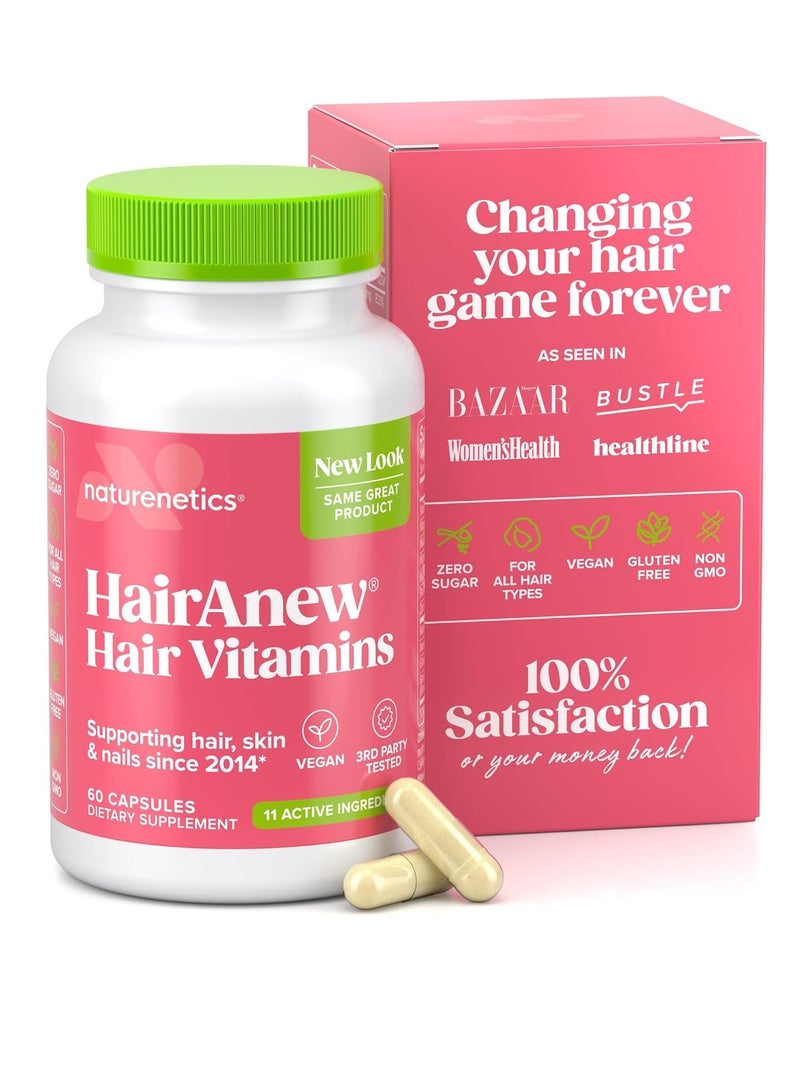 HairAnew Hair Growth Vitamins for Women & Men - Hair Vitamins For Faster Hair Growth & Thickness - Part of Proceeds go to Hair Loss Charity - Vegan Hair Supplement For Hair Skin Nails (1)