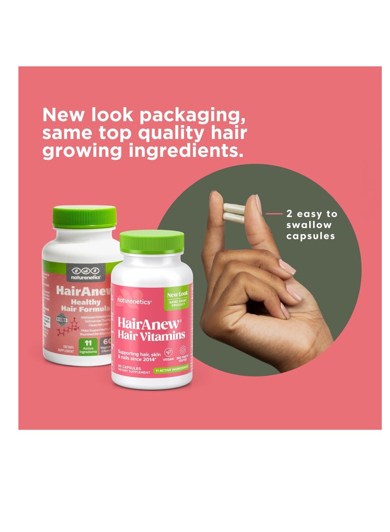 HairAnew Hair Growth Vitamins for Women & Men - Hair Vitamins For Faster Hair Growth & Thickness - Part of Proceeds go to Hair Loss Charity - Vegan Hair Supplement For Hair Skin Nails (1)