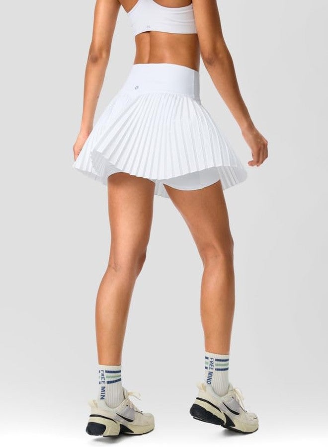 SANTINY Pleated Tennis Skirt for Women with Pockets Shorts Women's High Waisted Lightweight Athletic Golf Skorts Skirts for Casual(A White_M) - Image 4