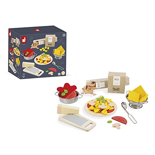 Janod - Pasta Mix - Pasta Set - Pretend Play Kitchen & Tea Set Toy - 58 Wooden, Cardboard and Felt Pieces Included - Water-Based Paints - 3 Years + J06598 - Image 2