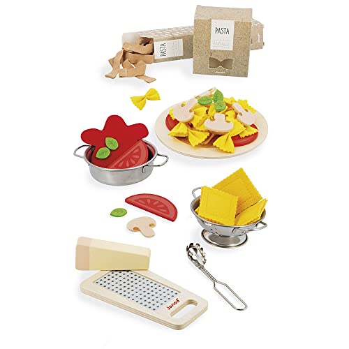 Janod - Pasta Mix - Pasta Set - Pretend Play Kitchen & Tea Set Toy - 58 Wooden, Cardboard and Felt Pieces Included - Water-Based Paints - 3 Years + J06598 - Image 5