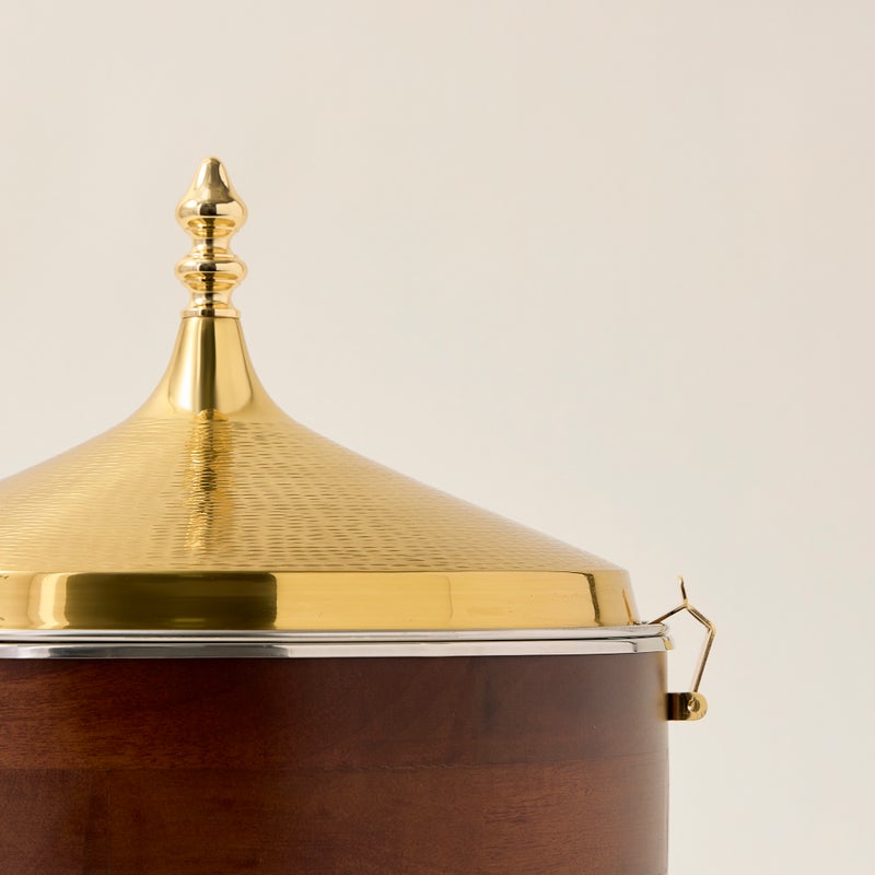 FOOD WARMER ,WITH LID HAMMERED GOLD CO DIA - Image 2
