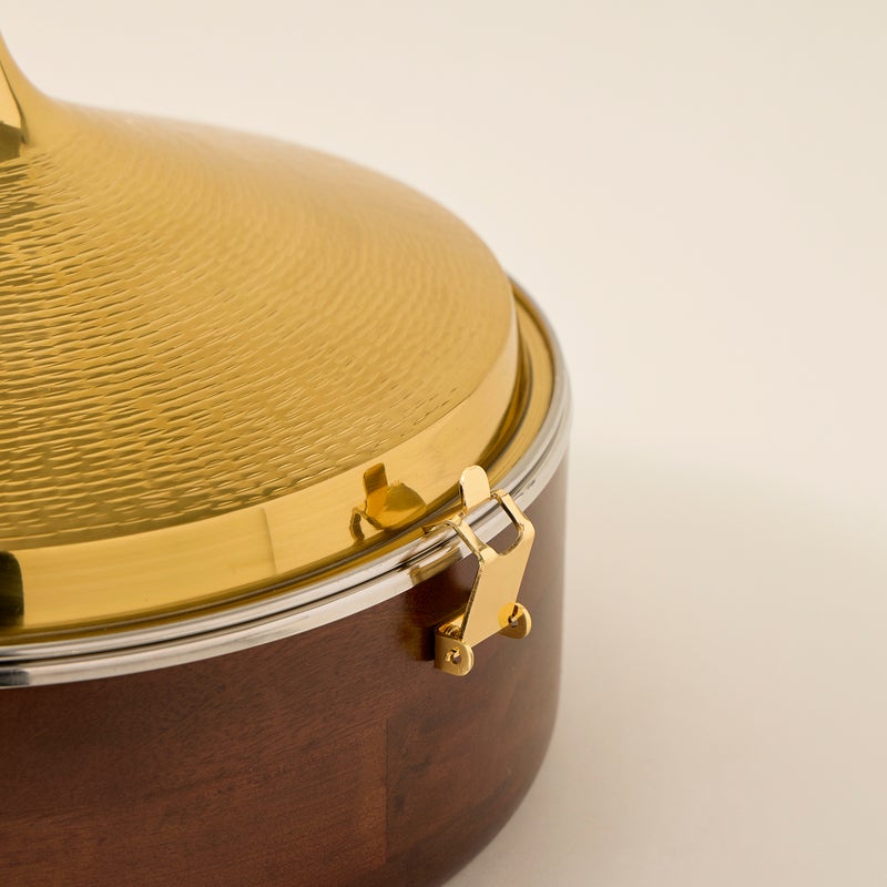 FOOD WARMER ,WITH LID HAMMERED GOLD CO DIA - Image 3