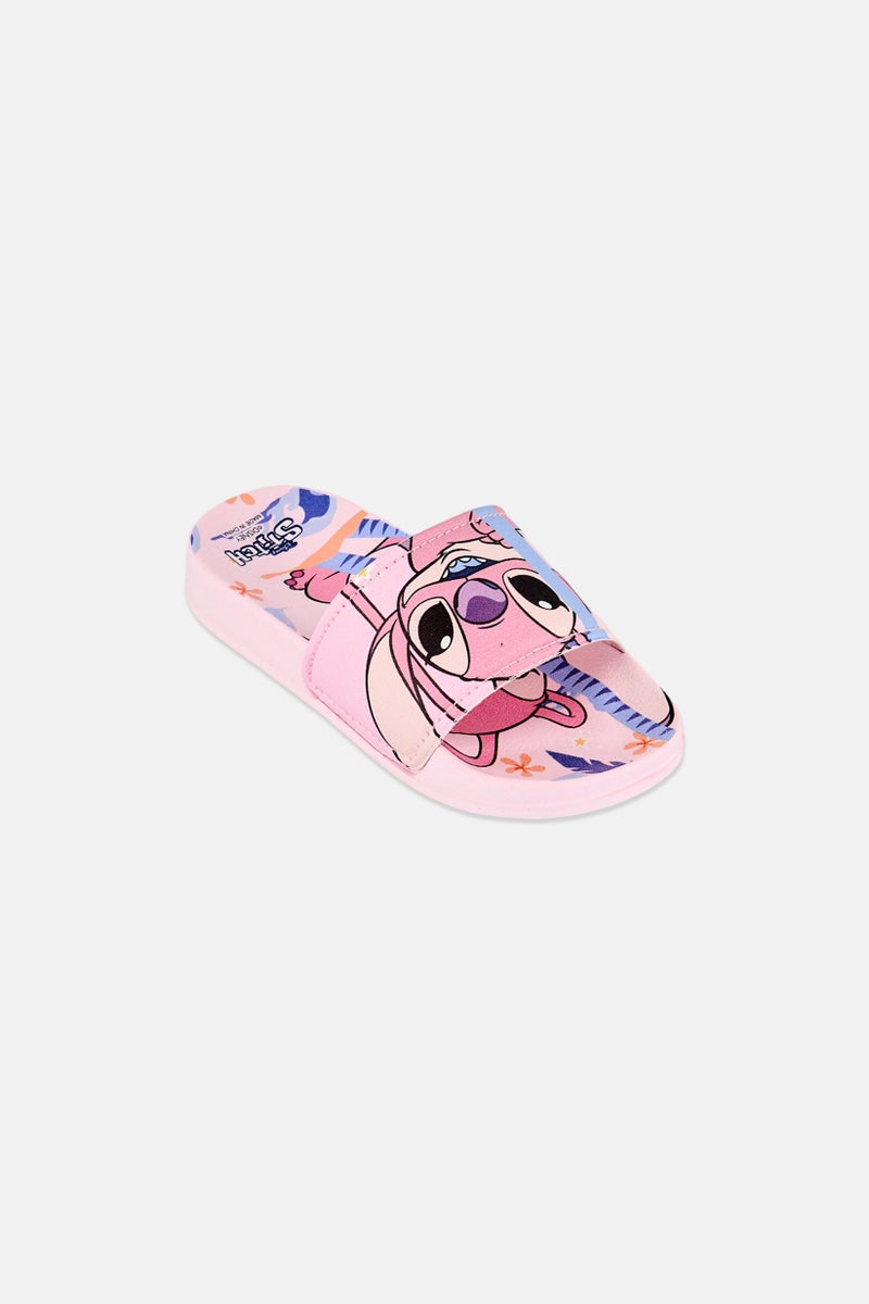 Disney Toddlers Girl Stitch Slip on Slides, Pink - Image 1