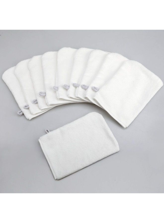 Phogary 10 Pack Microfiber Body Wash Mitts, Soft Face Mitten, Bath Spa Cloth, Reusable Makeup Remover Mitt Gloves, European Style Wash Cloth,6×8inch (white) - Image 3