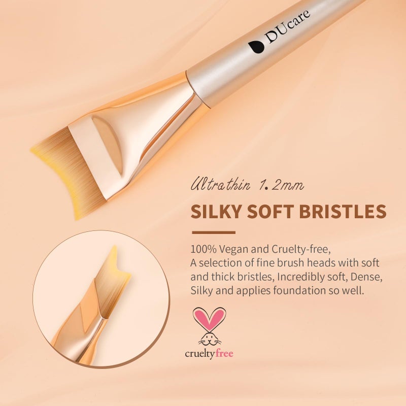 DUcare Flat Foundation Brush,Korean Makeup Brush Liquid Fish Tail Thin Makeup Face Brush for Blending, Cream,Foundation Brushes Makeup Tool for Seamless Application - Image 5