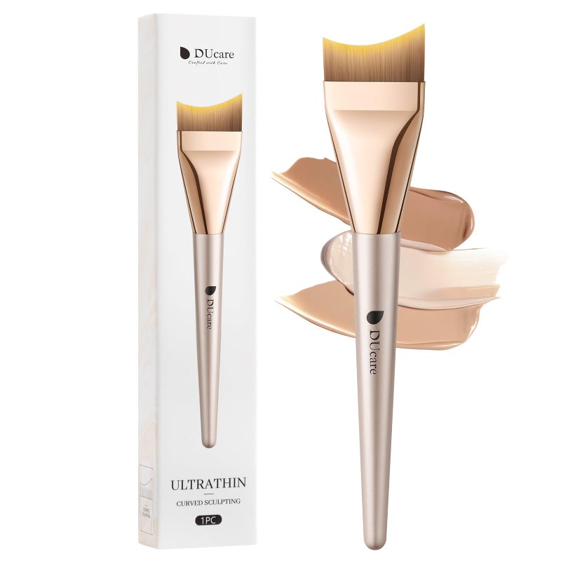 DUcare Flat Foundation Brush,Korean Makeup Brush Liquid Fish Tail Thin Makeup Face Brush for Blending, Cream,Foundation Brushes Makeup Tool for Seamless Application - Image 1