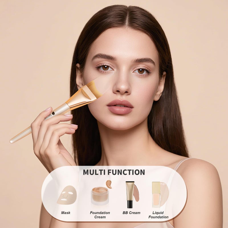 DUcare Flat Foundation Brush,Korean Makeup Brush Liquid Fish Tail Thin Makeup Face Brush for Blending, Cream,Foundation Brushes Makeup Tool for Seamless Application - Image 4
