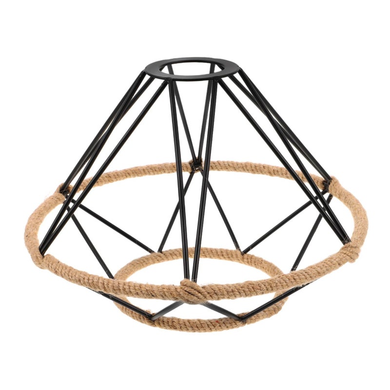 Vintage Rope Woven Lampshade Rustic Metal Pendant Light For Dining Room Bar - Image 2
