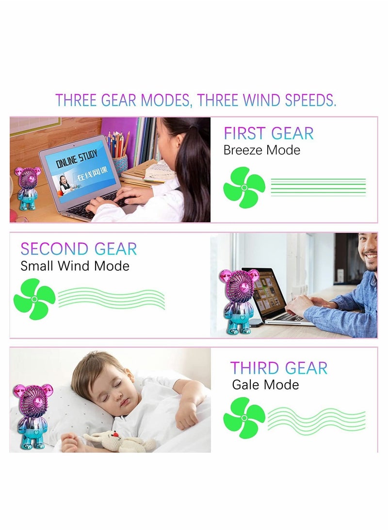 Handheld Fan Portable Fan Mini Hand Held Fan with USB Rechargeable Battery 3 Speed Personal Desk Table Fan with Base Handheld Fan for Outdoor Travelling or Indoor Office Home Green - Image 5