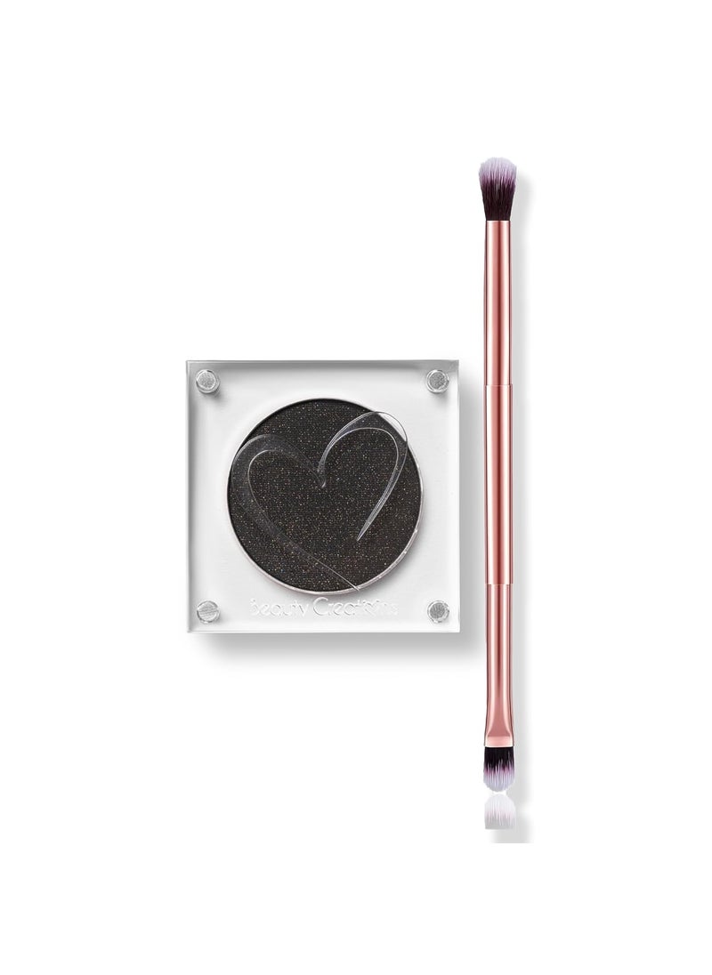 Glam Lux Bundle of Beauty Creations Riding Solo Pressed Single Shadow and Glamlux duo blending eyeshadow brush, Shimmer High Pigment, Longwear, Long Lasting, Intense Color (Dessert Night) 