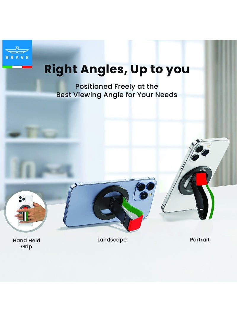 MagSafe Magnetic Holder and Grip for iPhone and Samsung, Removable Magnetic Stand, Desk Mount, Compatible with iPhone 16/15/14/13/12 Series and All iOS and Android Devices, Strong Magnetic Grip, Portable Phone and Tablet Holder, Universal Magnetic Phone Holder and Mount