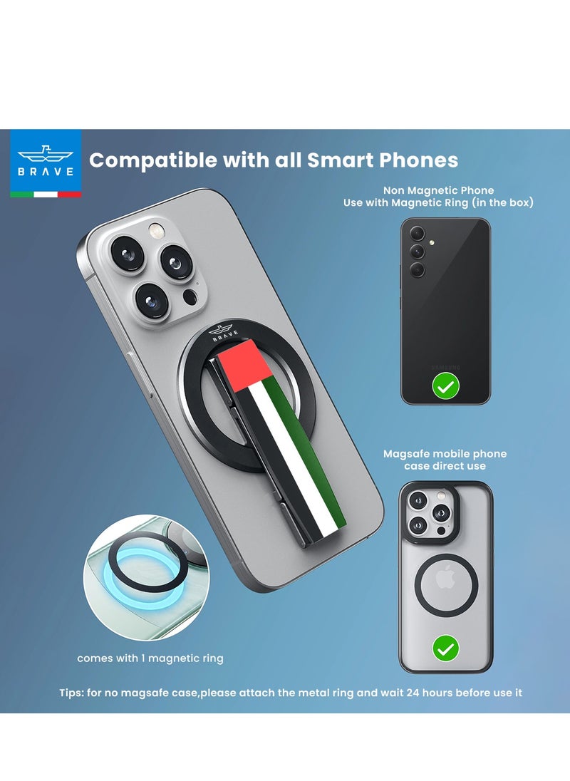 MagSafe Magnetic Holder and Grip for iPhone and Samsung, Removable Magnetic Stand, Desk Mount, Compatible with iPhone 16/15/14/13/12 Series and All iOS and Android Devices, Strong Magnetic Grip, Portable Phone and Tablet Holder, Universal Magnetic Phone Holder and Mount