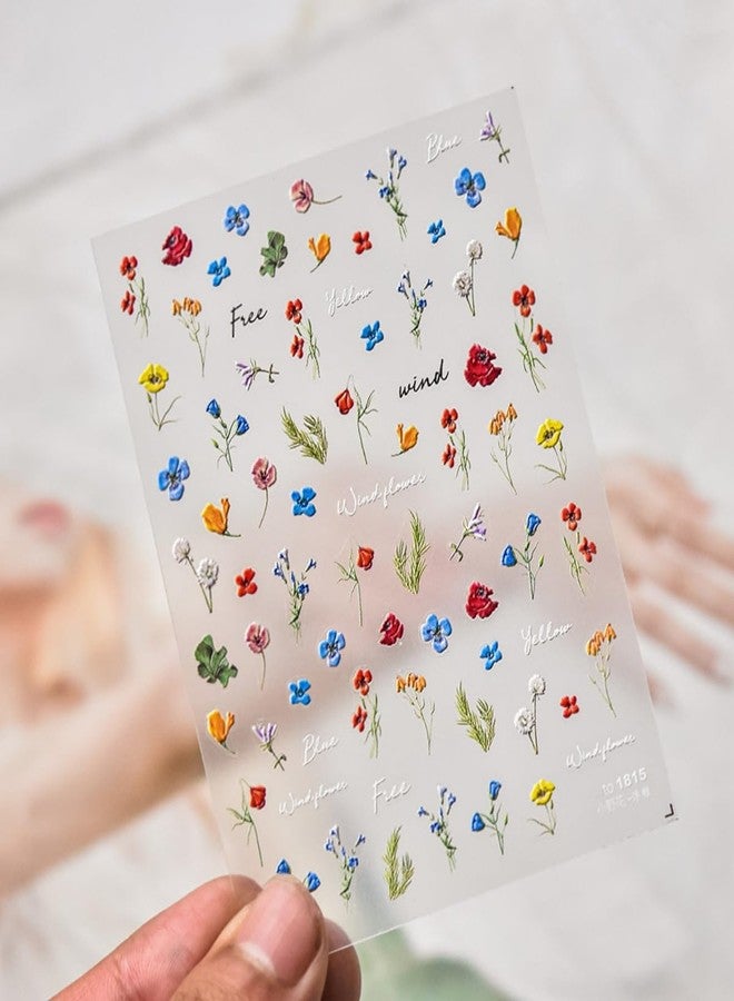 ROKHEVN Flower Nail Stickers 5D Embossed Colorful Flower Nail Art Stickers Self Adhesive Nail Decals Floral Summer Nail Art for Women Girl Manicure Supplies Nails Art Decorations - Image 4
