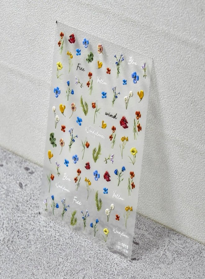 ROKHEVN Flower Nail Stickers 5D Embossed Colorful Flower Nail Art Stickers Self Adhesive Nail Decals Floral Summer Nail Art for Women Girl Manicure Supplies Nails Art Decorations - Image 3