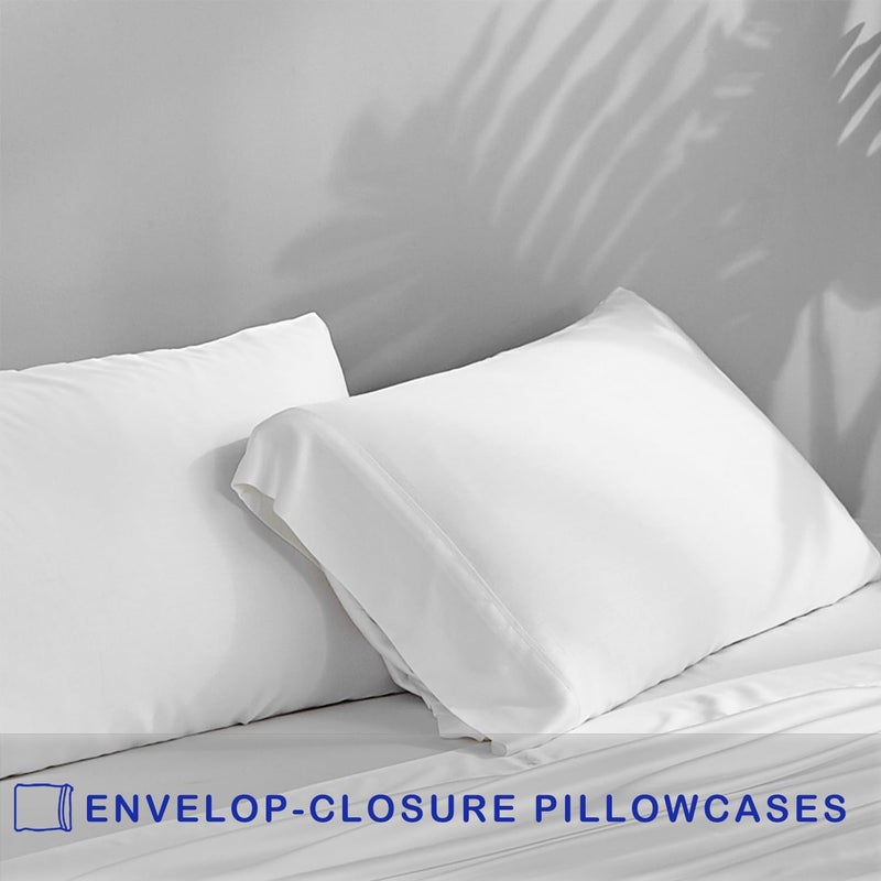 ACCURATEX Cooling Pillow Cases Set of 2, Soft Breathable Pillow Case with Envelop Closure, 100% Rayon Derived from Bamboo, Silky Pillowcase for Hair and Skin, Gifts, White, 50 × 75 cm - Image 3
