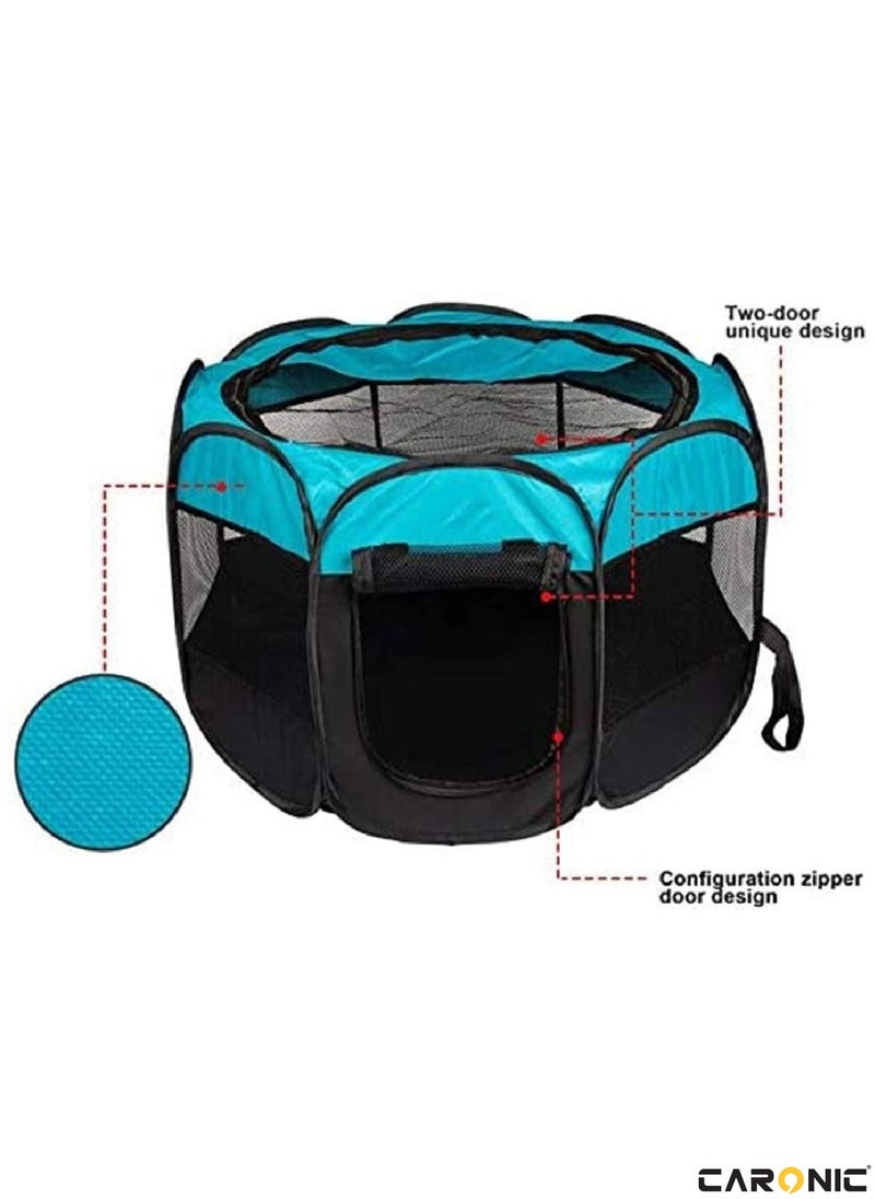 CARONIC Portable Foldable Pet Dog Cat Puppy Playpen Crates Kennel Top Removable Zipper Mesh For Indoor Outdoor Travel Camping Use  - Image 2