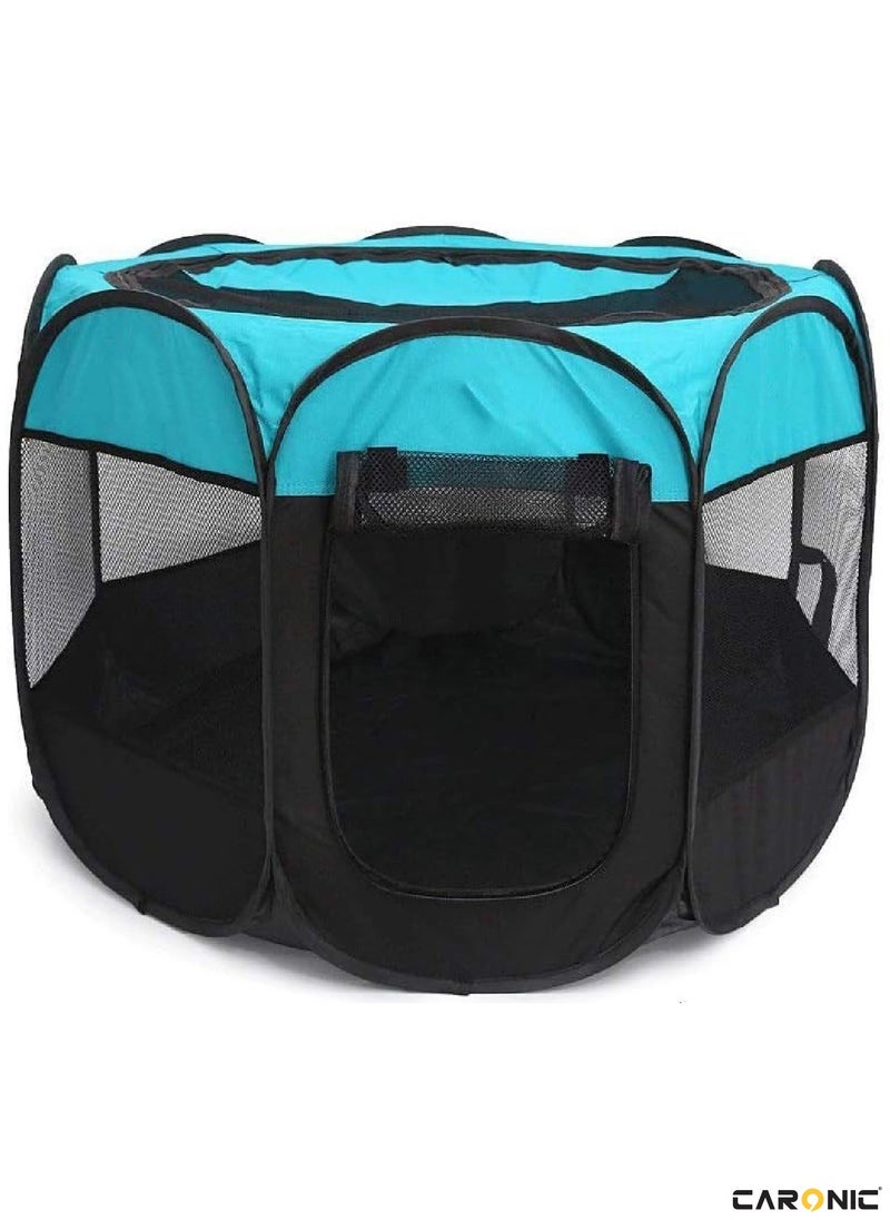 CARONIC - Portable Foldable Pet Dog Cat Puppy Playpen Crates Kennel Top Removable Zipper Mesh For Indoor Outdoor Travel Camping Use - Image 1