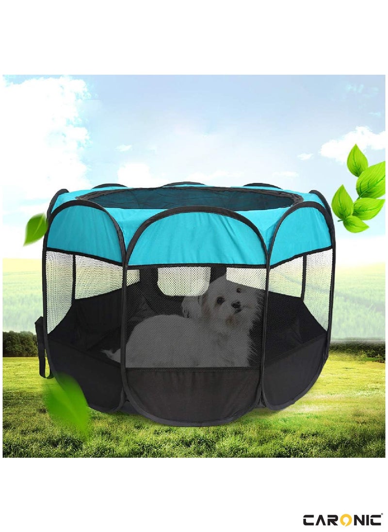 CARONIC - Portable Foldable Pet Dog Cat Puppy Playpen Crates Kennel Top Removable Zipper Mesh For Indoor Outdoor Travel Camping Use - Image 1