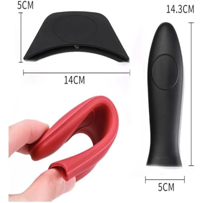 Bukela Silicone Handle Holder Heat Resistant Cast Iron Skillet Covers Frying Pan Grips 2Pcs Black - Image 2
