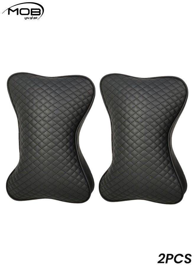 MOB 2PCS Car Neck Rest Pillows – Memory Foam Head Support Cushion, Soft PU Leather, Breathable, Ergonomic Design for Car, Office, Travel & Long Drive Comfort - Image 1