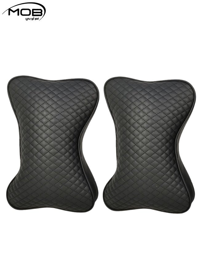 MOB 2PCS Car Neck Rest Pillows – Memory Foam Head Support Cushion, Soft PU Leather, Breathable, Ergonomic Design for Car, Office, Travel & Long Drive Comfort - Image 2