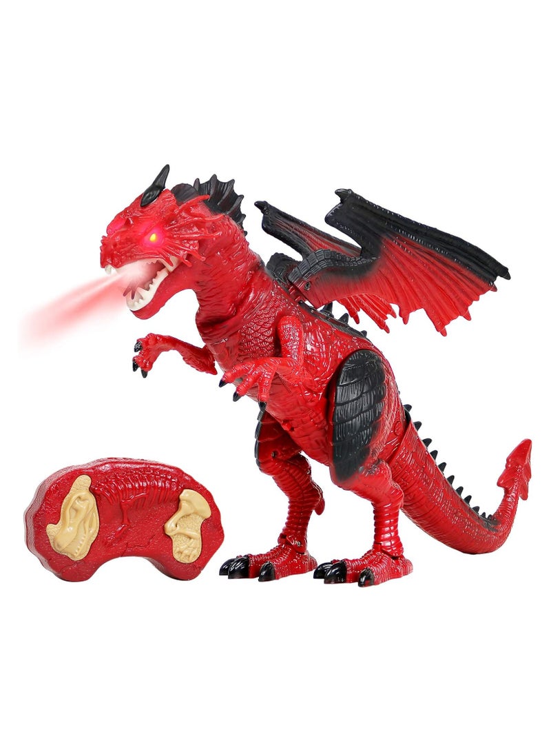 REZZOSS Remote Control Dinosaur with Wings Toy for Kids Boys & Girls – Kiddie Play Programmable Walking Velociraptor Robot | Realistic Roaring RC Dino with LED Lights | Educational Electronic Pet | Best Birthday Christmas Gift for 3-12 Year Olds | Red - Image 1