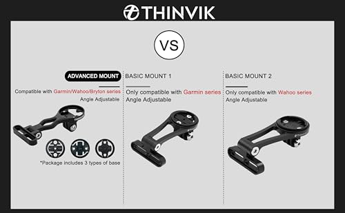 Thinvik Out-Front Extended Bike Computer Mount for Wahoo - Adjustable Angle Combo Mount for Elemnt Mini, Bolt, Roam GPS Bike Computer - CNC Aluminum Alloy - Image 2
