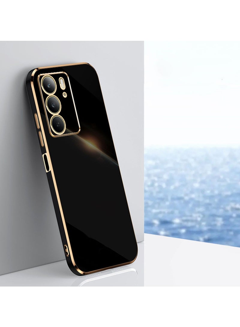 تنطبق على الهاتف المحمول 4G RealMe C75 ، الغطاء الخلفي مطلي لينة ، وكاميرا ويب حماية كاملة محدبة ، رقيقة جدا تبو الهاتف المحمول قذيفة ، تنطبق على RealMec75 4G ، أسود - Image 1
