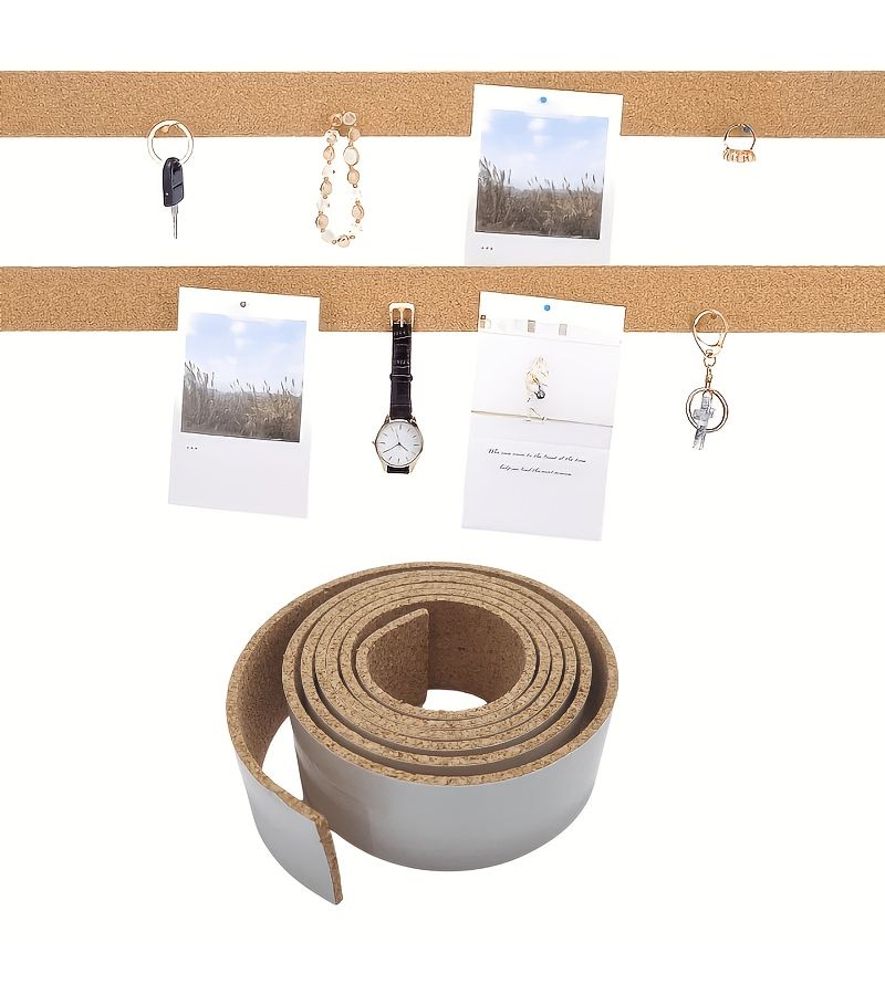 1 Roll 100cm Long Cork Bulletin Board Strip With Adhesive Backing For Wall Soft Wood Board And Frameless Bulletin Board DIY Free Cut - Image 1