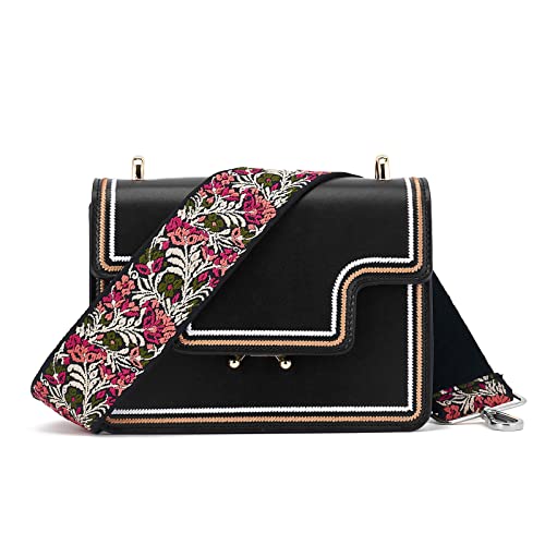 ZOOEASS Silvery Buckles Wide Shoulder Strap Adjustable Replacement Belt Guitar Style Crossbody Bag Handbag Strap Multicolor Canvas Straps(wide: 1.97"(5CM),Long:49.2in) (Embroider Flowers1) - Image 5