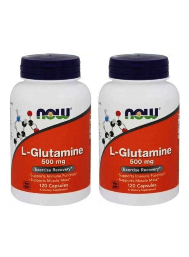 Now Foods 2-Piece L-Glutamine Exercise Recovery 500mg - 120 Veg Capsules - Image 1