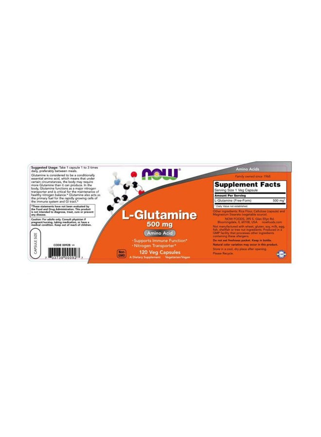 Now Foods 2-Piece L-Glutamine Exercise Recovery 500mg - 120 Veg Capsules - Image 4