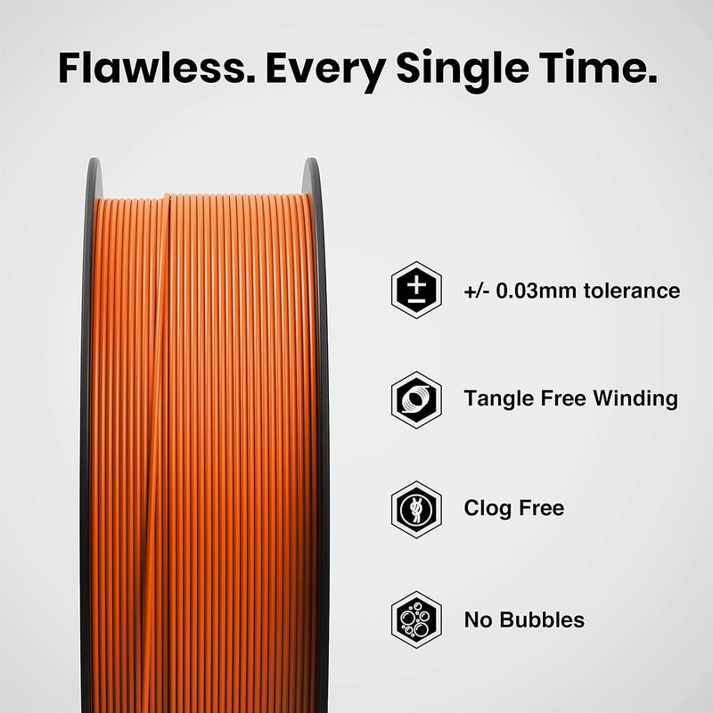 NUMAKERS PLA+ 3D Printer Filament, 1.75mm, Dimensional Accuracy +/- 0.03 mm, 1 kg Spool (2.2 lbs), Compatible with Most FDM Printers (Orange) - Image 2