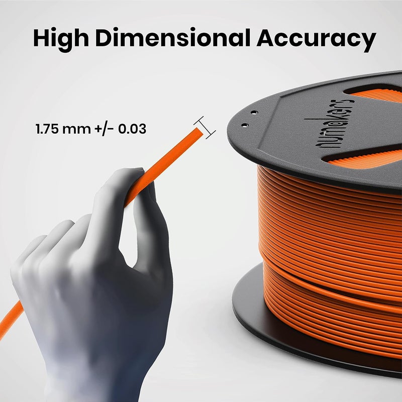 NUMAKERS PLA+ 3D Printer Filament, 1.75mm, Dimensional Accuracy +/- 0.03 mm, 1 kg Spool (2.2 lbs), Compatible with Most FDM Printers (Orange) - Image 3