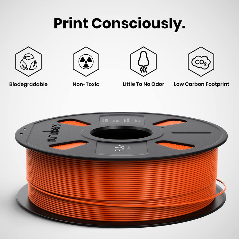 NUMAKERS PLA+ 3D Printer Filament, 1.75mm, Dimensional Accuracy +/- 0.03 mm, 1 kg Spool (2.2 lbs), Compatible with Most FDM Printers (Orange) - Image 5