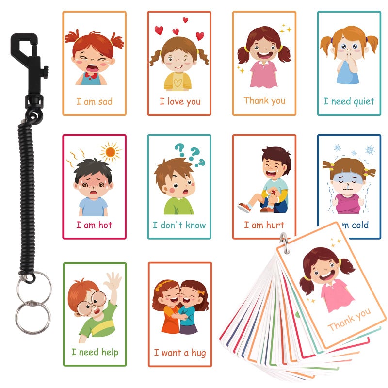 Hxezoc 30pcs Communication Cards - Emotions, Feelings & Sign Language Flash Cards for Autistic Children, Non-Verbal Speech Therapy - Image 1