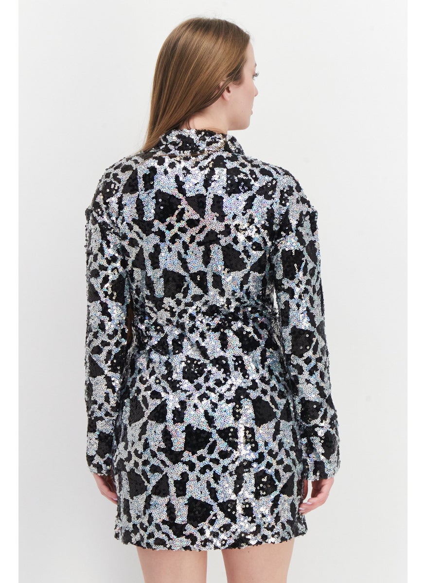 RIVER ISLAND Women Embellished Mini Dress, Black Combo  - Image 2