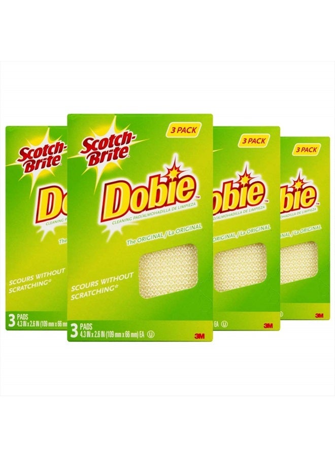 3M Scotch-Brite Dobie All Purpose Pads, 3Count (Pack of 4) Total 12 Pads - Image 1