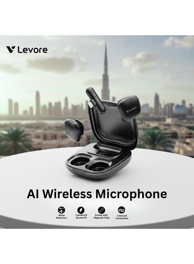 LEVORE LWM21 AI Noise Reduction Wireless Microphone, Dual Mic System, Plug & Play, Long Battery Life, Type-C/Lightning Compatible, Ideal for Vlogging, Interviews & Content Creation - Image 3
