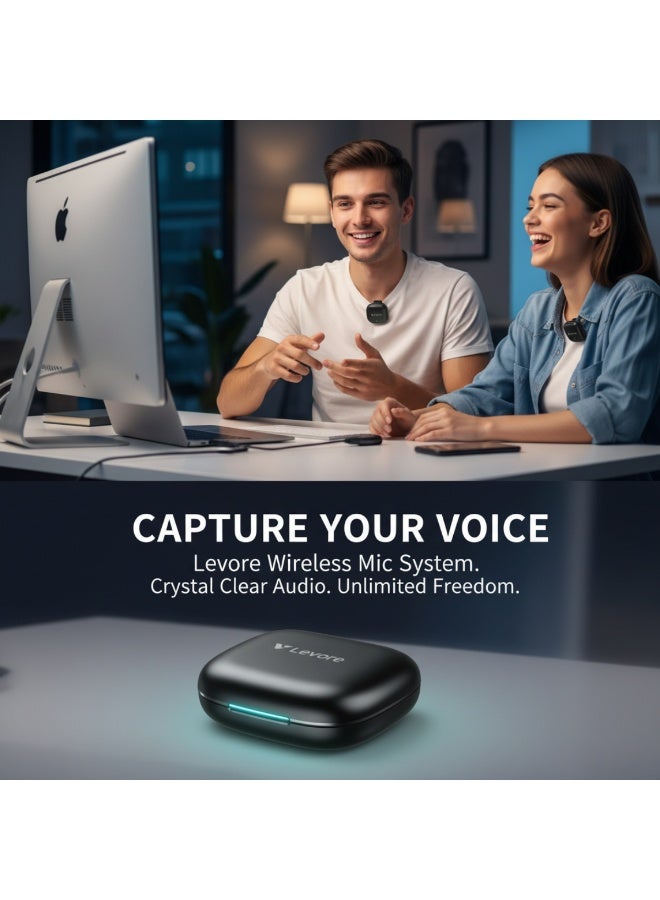 LEVORE LWM21 AI Noise Reduction Wireless Microphone, Dual Mic System, Plug & Play, Long Battery Life, Type-C/Lightning Compatible, Ideal for Vlogging, Interviews & Content Creation - Image 5
