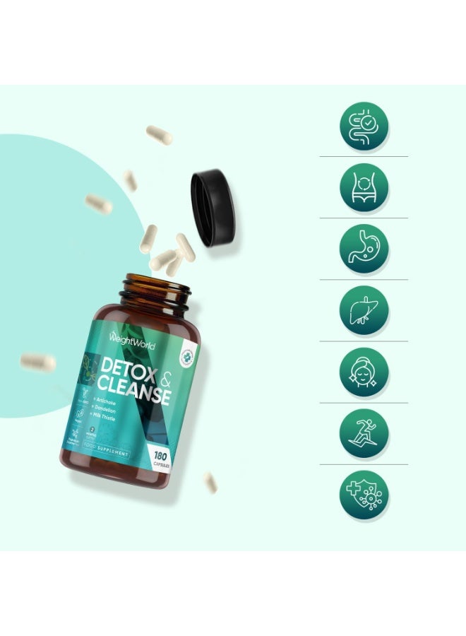 WeightWorld ديتوكس وتنظيف - 180 كبسولة - إمداد لمدة شهرين - مركب بروبيوتيك وبريبايوتيك - مكملات ديتوكس وتنظيف نباتية - غير معدلة وراثيًا ومعتمدة من GMP - للرجال والنساء - Image 3