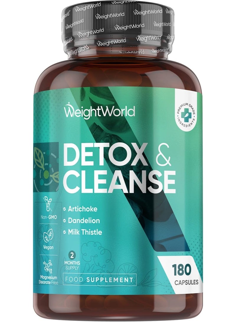 WeightWorld ديتوكس وتنظيف - 180 كبسولة - إمداد لمدة شهرين - مركب بروبيوتيك وبريبايوتيك - مكملات ديتوكس وتنظيف نباتية - غير معدلة وراثيًا ومعتمدة من GMP - للرجال والنساء - Image 1