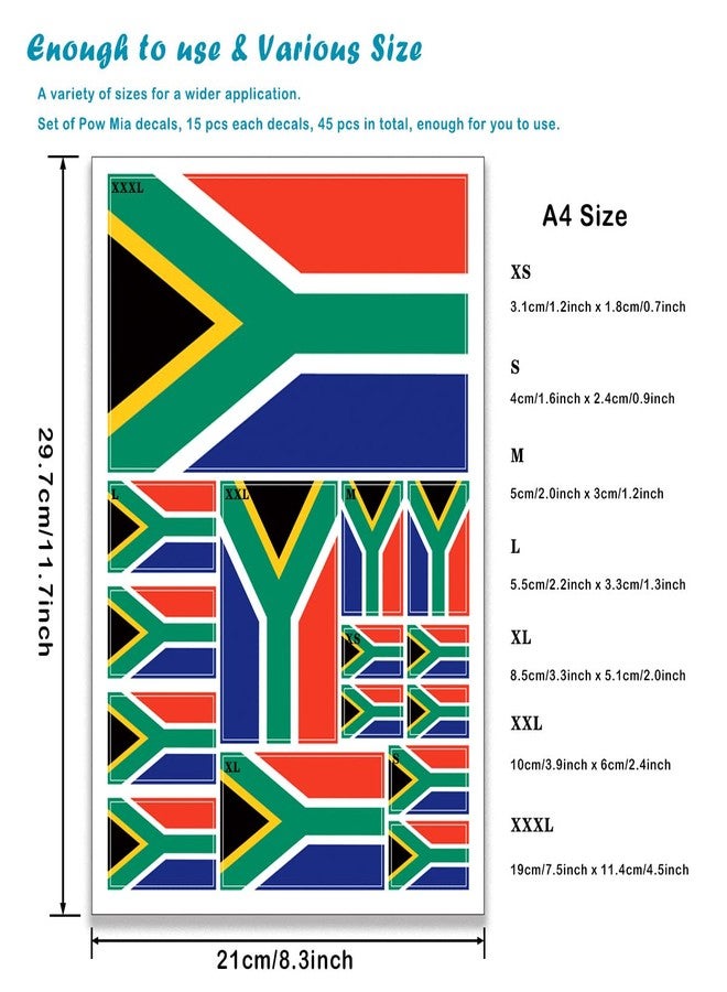QQSD South Africa Flag Sticker South African Decal in Multiple Sizes, 3 Pack, 11.7 x 8.3 Inches - Image 2