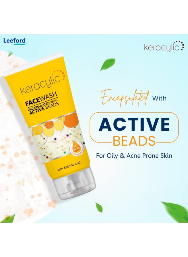 Leeford Keracylic Face Wash with Salicylic & Glycolic Acid for Glow, Even Skin Tone & Texture | pH 5.5 Rejuvenating Face Cleanser with Millicapsules | Boosts Renewal | For All Skin Types 70g (Pack of 3) - Image 4