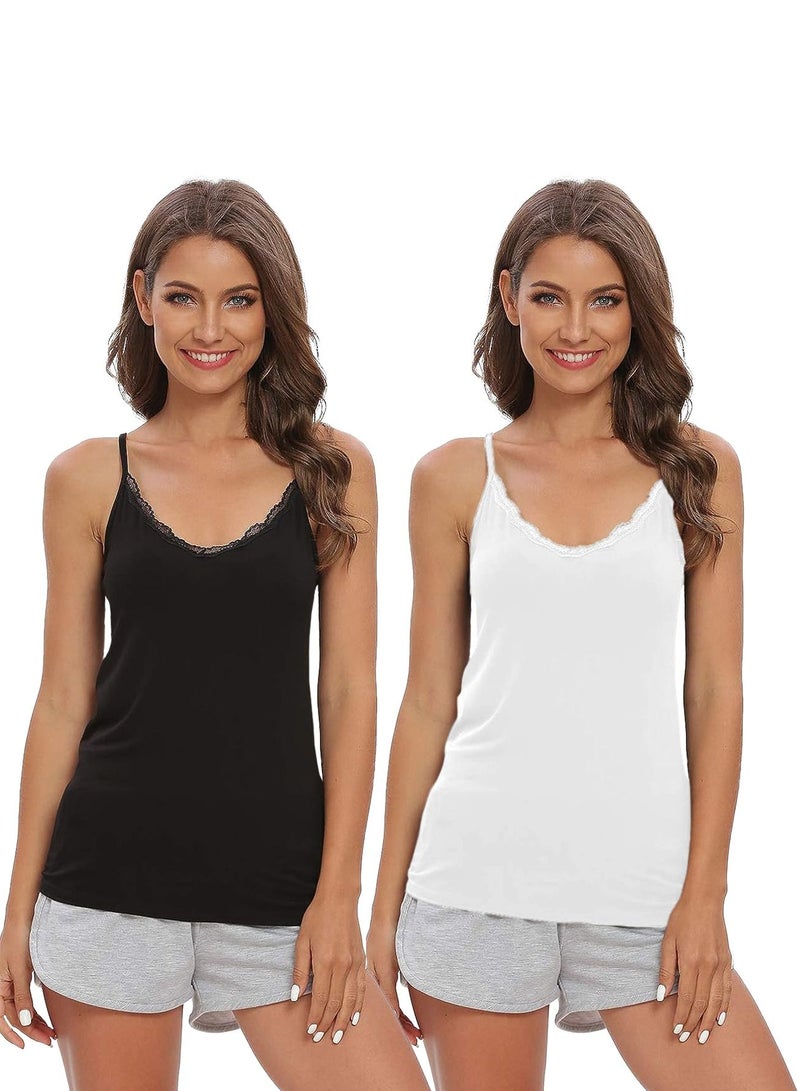 ميسري 2 توب حماله رفيعه  دانتيل قطن استريتش - Image 1