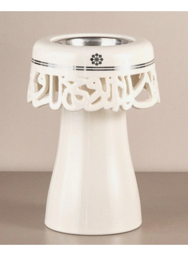 Otantik Mirral Decorative Porcelain Incense Burner – White with Silver Accent (11*17.5 cm) - Image 1
