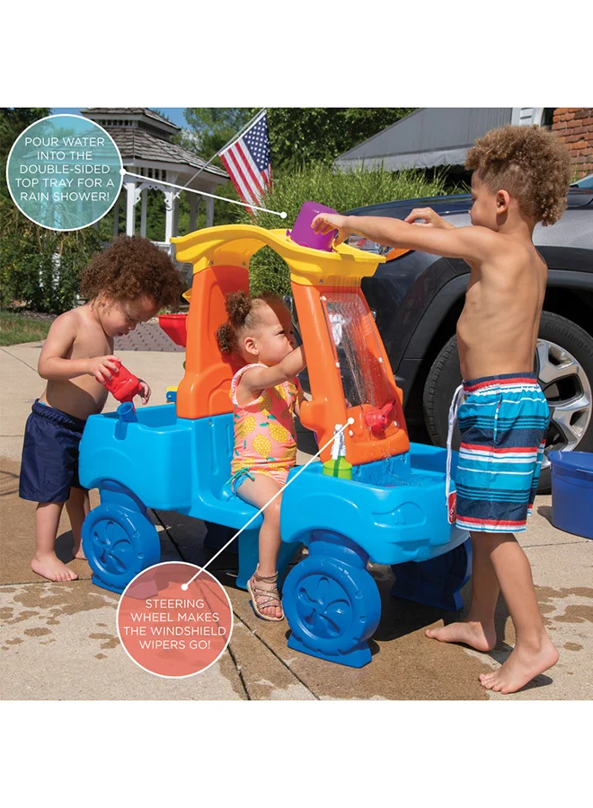Step2 Car Wash Splash Center, Kids Outdoor Water Table Toy, Pretend Play Car Wash Toy, Blue/Orange