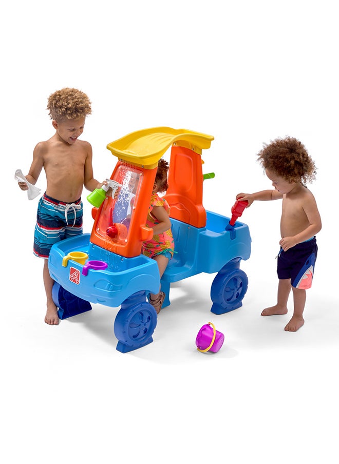 Step2 Car Wash Splash Center, Kids Outdoor Water Table Toy, Pretend Play Car Wash Toy, Blue/Orange  - Image 2